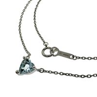4℃ Aquamarine Necklace 18K White Gold 2.8g 41cm for Women