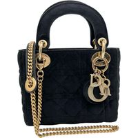 Dior Lady Dior Kelly Women's Mini 2-Way Shoulder/Handbag Velvet/Rhinestone Black