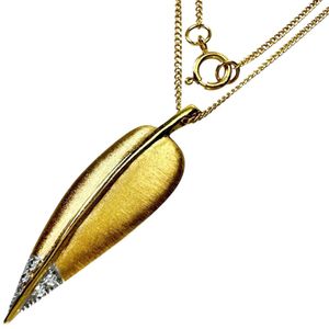 TIFFANY & Co. Vintage feather Design Diamond Necklace in 18K Gold/Pt Platinum for Women