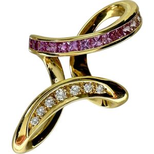 Jeunet/Jeunet Color Gradient Pink Sapphire 0.89ct, Diamond 0.12ct Pendant top in 18K Gold, 8.2g, Women's