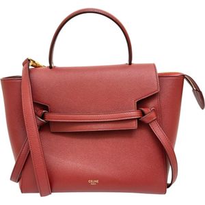 CELINE Micro Belt Bag, 2-Way Shoulder Bag/Handbag, Leather Red , Women's