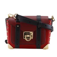 마이클 코스 Michael Kors 맨해튼 스몰 숄더백 스탓즈 칼라 블록 레더 레드 비스듬히 걸어, 어깨걸이 플랩 Manhattan Small 레이디스