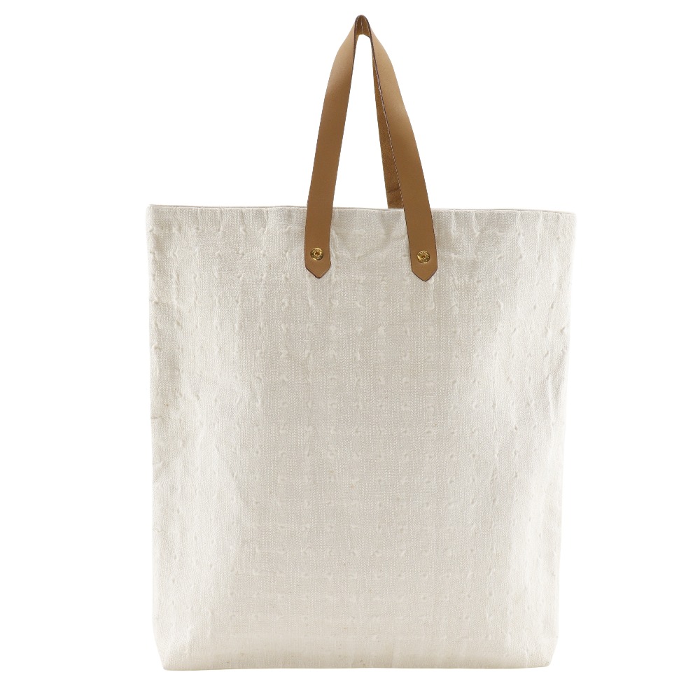 エルメス HERMES アメダバトートGM ハンドバッグ コットン 白 手提げ
