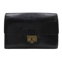 二手愛馬仕 Pochette Jet 手拿包/副包，復古小牛皮，1992 年，黑色，V 型翻蓋，男士。