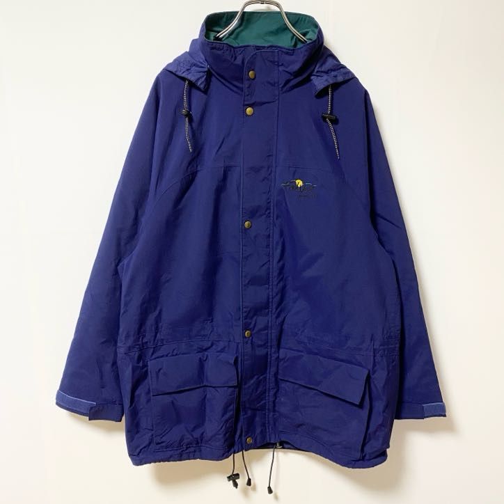 Used Far West long-sleeved mountain parka, nylon jacket, navy