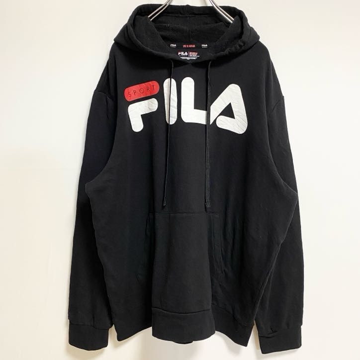 Used FILA long-sleeved logo print hoodie/pullover sweatshirt in
