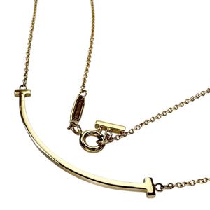 TIFFANY & Co. T Smile Small Necklace, 18K Gold, 3.0g, 40.5/45.5cm, Women's [Pre-owned]