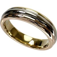 Secondhand CARTIER Three-Color Ring, 18K Gold/Yellow Gold/White Gold/Rose Gold, 7.5g, #52, for Women