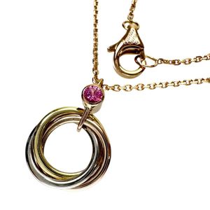CARTIER/Cartier Baby Trinity Pink Sapphire Necklace, 18K Gold/Yellow Gold/White Gold/Pink Gold, 3.0g, 40cm, Women's [Pre-owned]