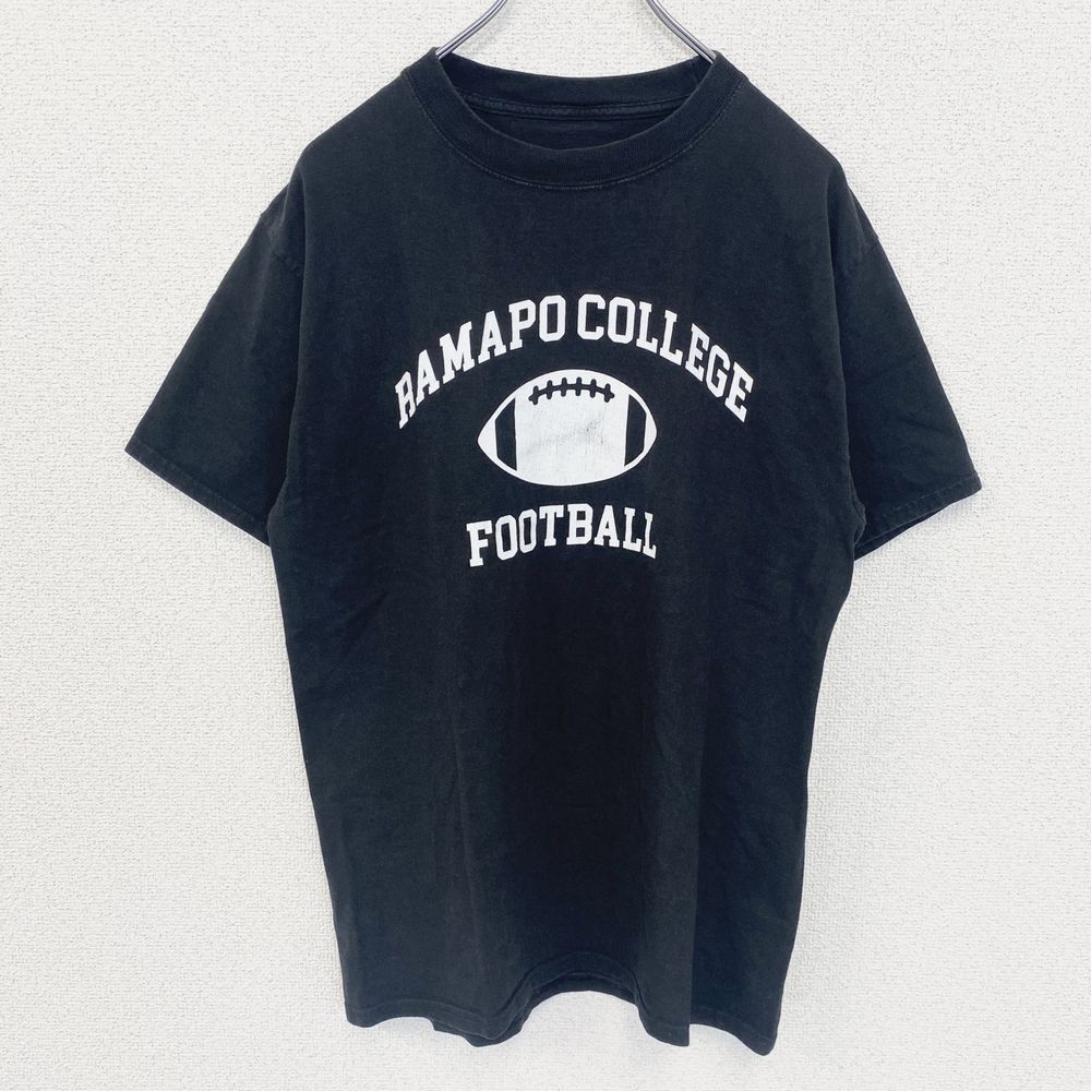 헌 옷 used 반소매 칼리지 프린트 T셔츠 라마포 대학 뉴저지주 크루넥 풋볼 블랙 블랙 | 日本二手精品 ｜ 도코데모, image size:1000x1000