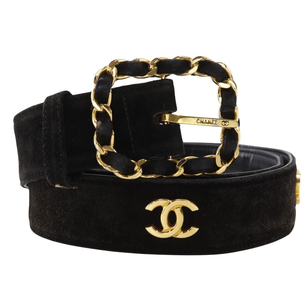Pre-owned Chanel COCO Mark belt in black suede for women  display picture 3