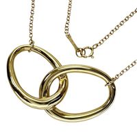 TIFFANY & Co. Tiffany Double Circle Large Peretti Necklace, 36mm Wide, 18K Gold, 13.5g, 42cm, for Women [Secondhand]