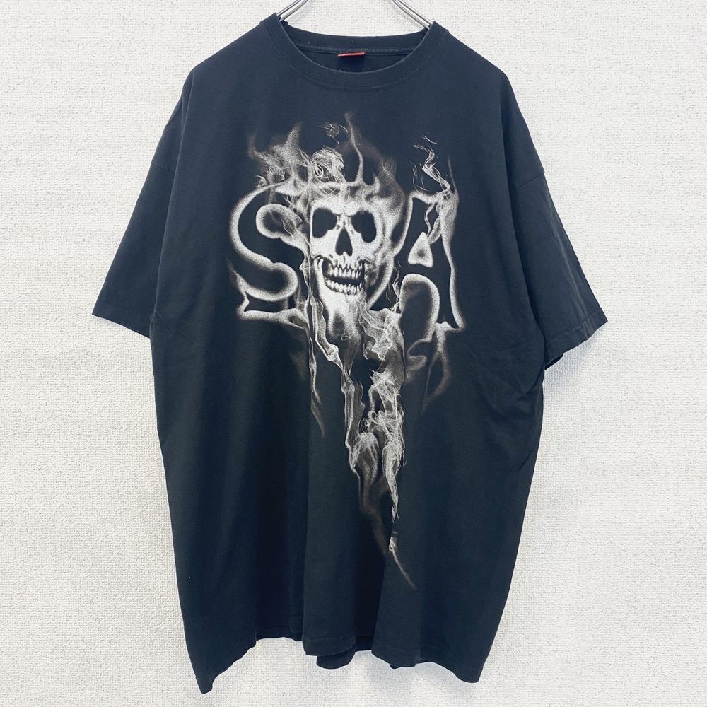 二手短袖印花T 恤，黑色，骷髅，混乱之子，摩托车，戏剧，复古设计，圆领，尺码2XL | 日本二手精品｜ 多和梦