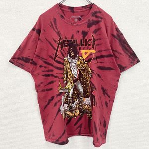 헌 옷 used METALLICA 메탈리카 반소매 밴드 프린트 T셔츠 타이 다이 무늬 크루 넥 레드 블랙 XL 사이즈