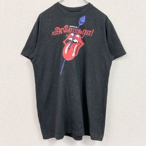 헌 옷 used 롤링 스톤즈 반소매 밴드 프린트 T셔츠 레트로 디자인 크루 넥 입 혀 흑 블랙 M 사이즈