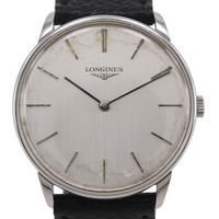 Pre-owned LONGINES watch, cal. 847.4, stainless steel and leather, black quartz movement, analog display, silver dial.