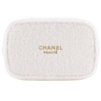 Pre-owned Chanel 2024 Christmas Coffret Pouch, Novelty, White Tweed with Zipper, 2024 Christmas Coffret for Women