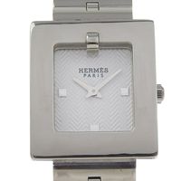 Pre-owned Hermès BE1.110 stainless steel quartz watch with analog display and white dial for women.