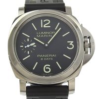 Pre-owned Panerai Luminor Marina 8 Days Watch OP6937 Caliber P5000 PAM00510/OP6937 Stainless Steel and Rubber Manual Winding Analog Display Black Dial Men's Watch