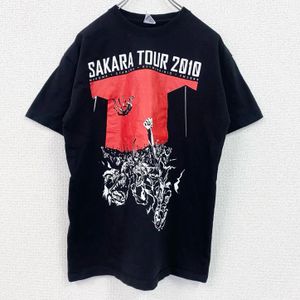 헌 옷 used FRUIT OF THE LOOM 반소매 밴드 프린트 T셔츠 크루 넥 레트로 블랙 블랙 M 사이즈