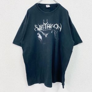 헌 옷 used GILDAN 길단 반팔 락 밴드 프린트 T셔츠 SATYRICON 크루 넥 블랙 블랙 L 사이즈