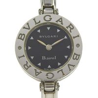 Pre-owned BVLGARI Bzero1 BZ22S stainless steel quartz watch with analog display and black dial for women.