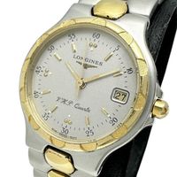 二手LONGINESConquest 4017 女士腕錶，不鏽鋼/鍍金石英機芯，銀色錶盤，金銀雙色錶帶