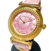 VERSACEVersace Medusa P5Q 手錶，鍍金/皮革石英機芯，粉紅色錶盤/粉紅色皮革錶帶，女士款。