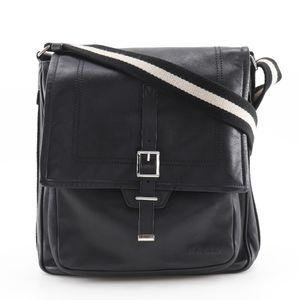 BALLY Trainspotting shoulder bag, black calfskin, crossbody, shoulder bag, A4 size, magnetic closure, men's [pre-owned]