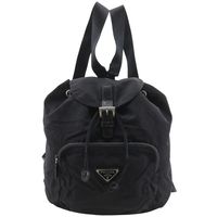 Pre-owned PRADA backpack/daypack, black nylon, shoulder strap, A5 size, magnetic closure, women's.