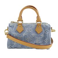 Pre-owned Louis LOUIS VUITTON Nano Speedy 2-Way Shoulder Bag M11212 in Monogram Denim (Sky Blue). Can be worn as a crossbody, shoulder bag, or handbag. Features a zipper. Women's.