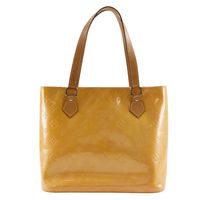 Pre-owned Louis LOUIS VUITTON Houston Tote Bag M91054 Monogram Vernis Rose 1999 Yellow TH0939 Shoulder/Handbag A5 Zippered Women's