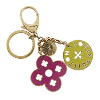 Pre-owned Louis LOUIS VUITTON Portocle Looping Keychain Bag Charm M66006 Gold-Plated Pink/Green CX0079 Portocle Looping Women's