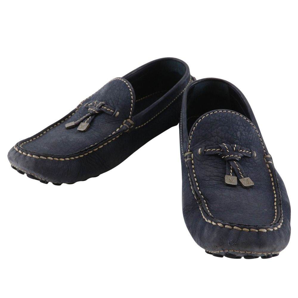 Pre-owned Louis LOUIS VUITTON Carlo moccasin driving shoes, navy