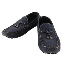 Pre-owned Louis LOUIS VUITTON Carlo moccasin driving shoes, navy blue suede, FA0098, for men.