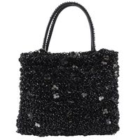 Pre-owned ANTEPRIMA Fiori Tula handbag, black floral wire cord, open-to-the-hand bag, for women.