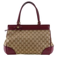 Pre-owned Gucci Mayfair Tote Bag 257063, GG Canvas, Red, Shoulder/Handbag, A5, Zippered, Women's.