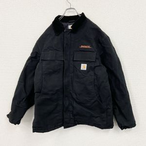 Used Carhartt Traditional Coat Duck Jacket with Quilted Liner and Padded Lining, Black, Size L