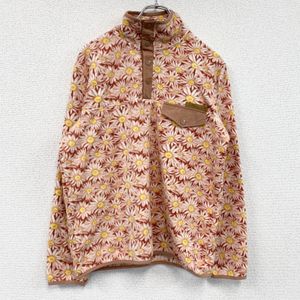 Used simply south collection half-button fleece pullover with synchilla snap t-shirt, all-over floral print, size M