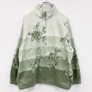 Used Alfred Dunner full-zip fleece jacket/boa jacket, green, size M