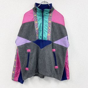 Used 90s TwiST half-zip fleece pullover, vintage, gray