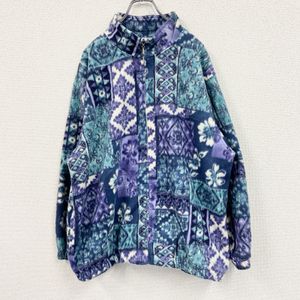 Used ALFRED DUNNER fleece jacket/boa jacket, all-over print, blue, size XL