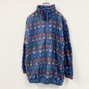 Used AM SPORT half-zip fleece jacket/boa jacket, all-over print, blue, size S