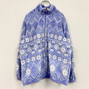 Used BLAIR full-zip fleece pullover jacket, blue, size L