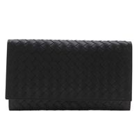 Pre-owned Bottega Veneta Intrecciato long wallet, bifold, calfskin, made in Italy, open, for men.