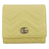Pre-owned Gucci GG Marmont Wallet, bi-fold wallet (598629), leather, made in Italy, snap closure, GG Marmont Wallet, women's.