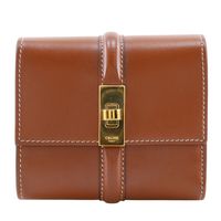 Pre-owned CELINE Small Trifold Wallet, Size 16 (Cèze), Satin Calfskin, Made in Italy, Snap Buttons, Women's