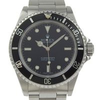 Pre-owned ROLEX Submariner watch, caliber 3130 14060M, stainless steel, 2001, silver, automatic, analog display, black dial, men's.