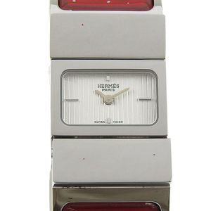 二手爱马仕 Location 手表 L01.210，不锈钢材质，石英机芯，模拟显示，白色表盘，女士款。