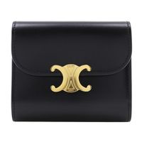 Pre-owned CELINE Triomphe tri-fold wallet in calfskin with Italian-made snap closure. Women's.